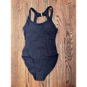 Andie Swim Catalina One Piece Swimsuit Black Racerback Gold Clasp 19AOCAT XS NEW